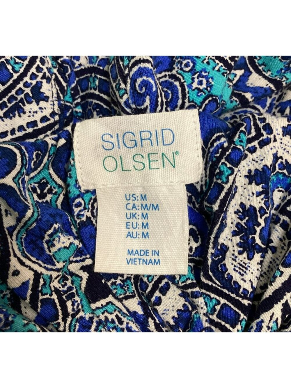 Sigrid Olsen Paisley Sleeveless Racerback Dress Womens Medium Blue Turquiose Whi - Picture 7 of 12
